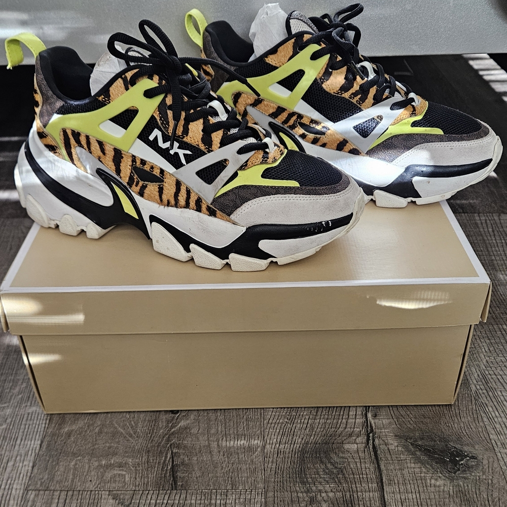 MICHAEL Michael Kors Black and Neon Tiger Sneakers